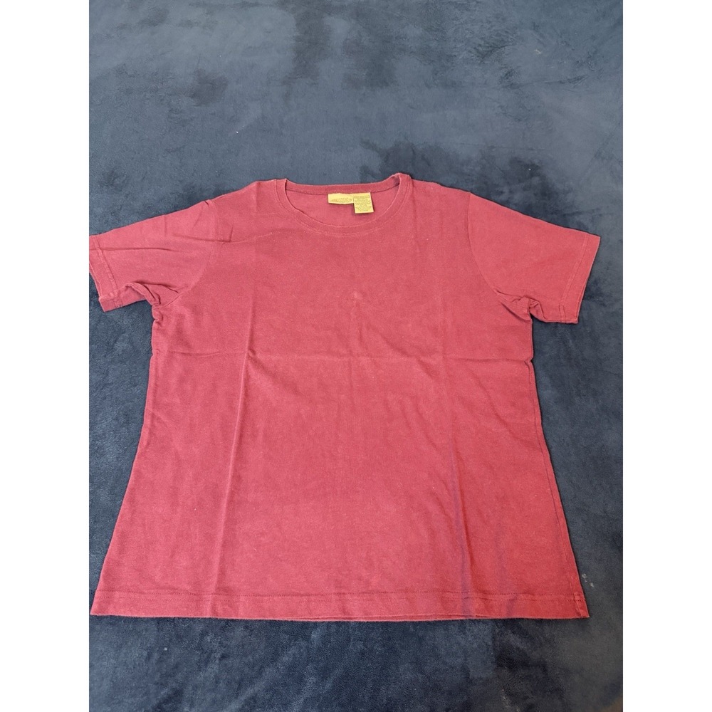Vtg Saint Johns Bay Plain Burgundy Short Sleeve T-Shirt XL Petite Red Tee